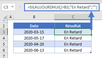 comparaison date fonction si