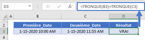 comparaison dates heure operateur logique tronque