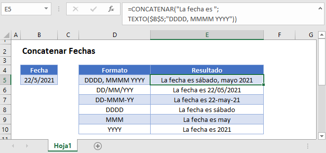 concatenar fechas