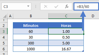 convertir minutos en horas tabla