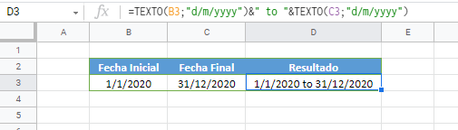 crear rango de fechas desde fechas gsheets