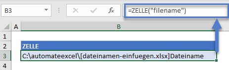 dateinamen einfügen zelle funktion