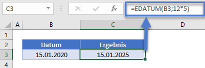 datum 5 jahre hinzuaddieren EDATUM funktion