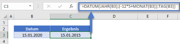 datum jahre abziehen DATUM funktion
