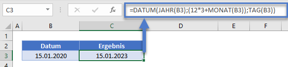 datum jahre hinzuaddieren DATUM funktion