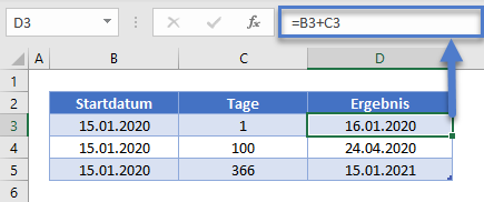 datum tage hinzuaddieren