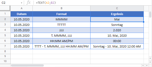 datum text umwandeln google sheets