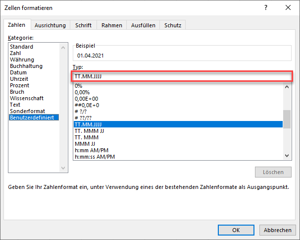 datum text umwandeln zahlenformat benutzerdefiniert