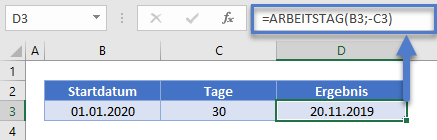 datum werktage abziehen