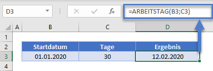 datum werktage hinzuaddieren