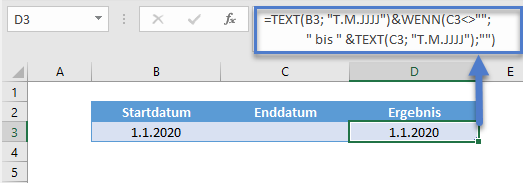 datumsbereich erstellen enddatum fehlt wenn funktion