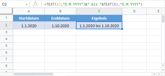 datumsbereich erstellen google sheets