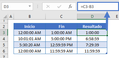 diferencia de tiempo resta