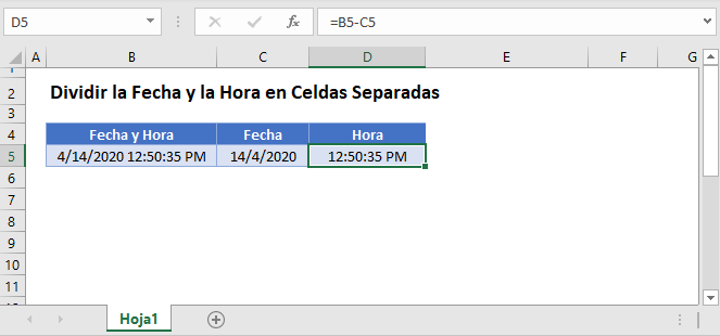 dividir fecha hora
