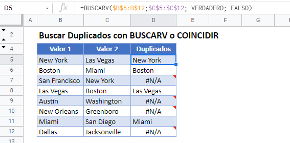 duplicados con buscarv gsheets