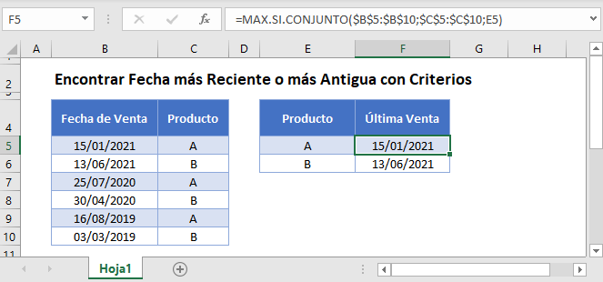 encontrar fecha antigua reciente con criterios