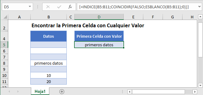 encontrar primera celda con cualquier valor