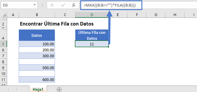 encontrar ultima fila con datos
