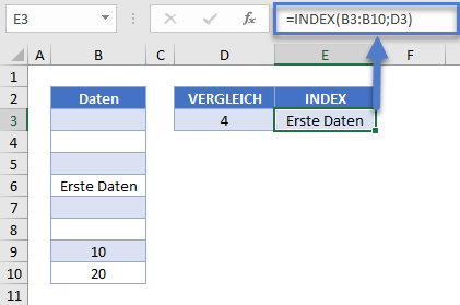 erste zelle mit wert index funktion