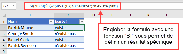 exemple nbsi valeur existe booleen fonction si 2