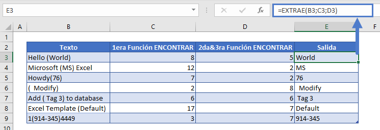 extraer texto entre parentesis función extrae