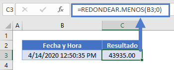 fecha hora redondearmenos