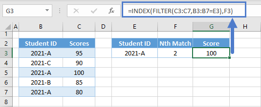 filter index lookup nth match