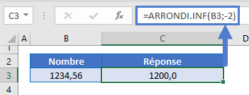 fonction arrondi inferieur centaine plus proche