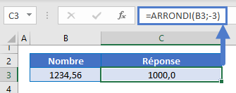fonction arrondir millier plus proche