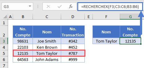 fonction recherchex exemple