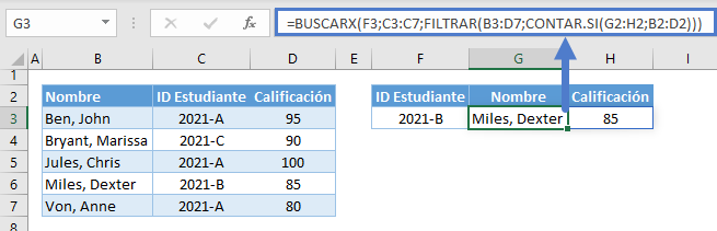 funciones buscarx filtrar contarsi