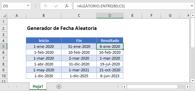 generador de fecha aleatoria