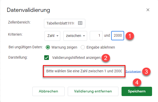 google sheets Tooltip hinzufügen 15