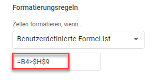 google sheets bedingte Formatierung Datum in Zelle Formel