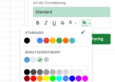 google sheets bedingte Formatierung Format