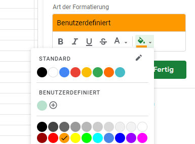 google sheets bedingte Formatierung besser weniger als Format