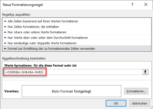 google sheets bedingte Formatierung größer kleiner neue Regel