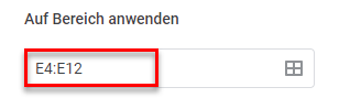 google sheets bedingte Formatierung wenn Statement Bereich