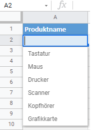 google sheets dropdown aktualisieren 1