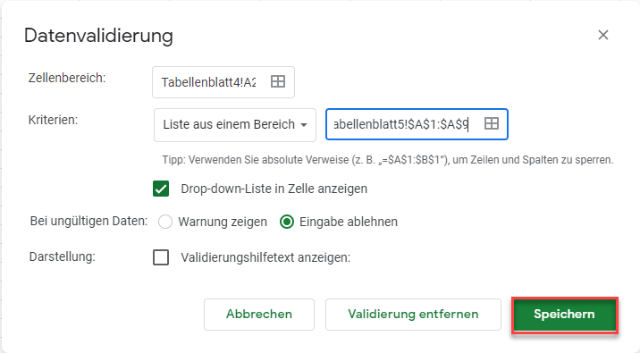 google sheets dropdown aktualisieren 6