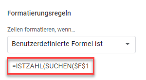 google sheets enthält bestimmten Text Formel