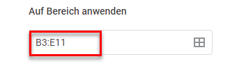 google sheets hervorhebe zeilen die enthalten Bereich