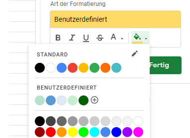 google sheets ist nicht gleich Format