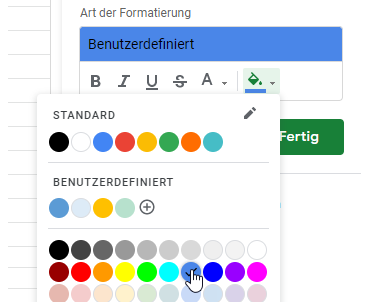 google sheets jede zweite Zeile hervorheben Format