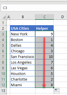 how to sort city list countif copy down