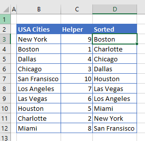 how to sort city list index match sorted