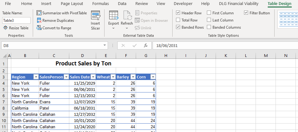 how to sort filter table 