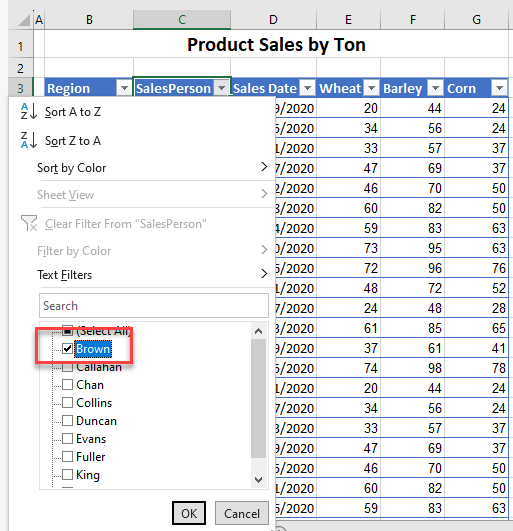 how to sort filter