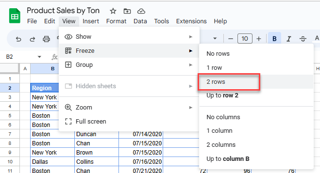 how to sort gs freeze