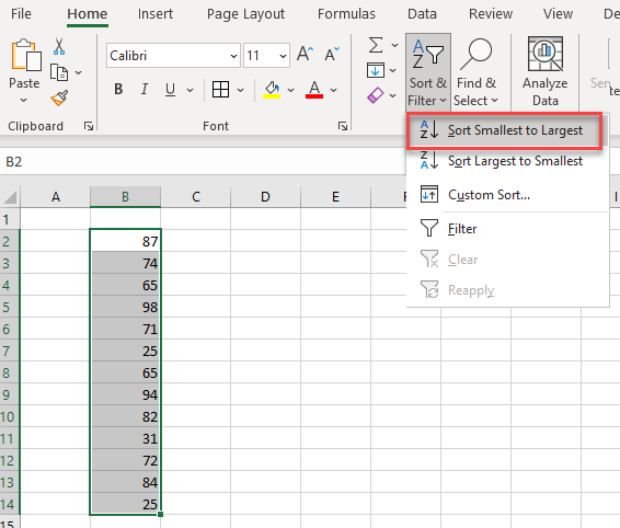 how to sort smallest to largest